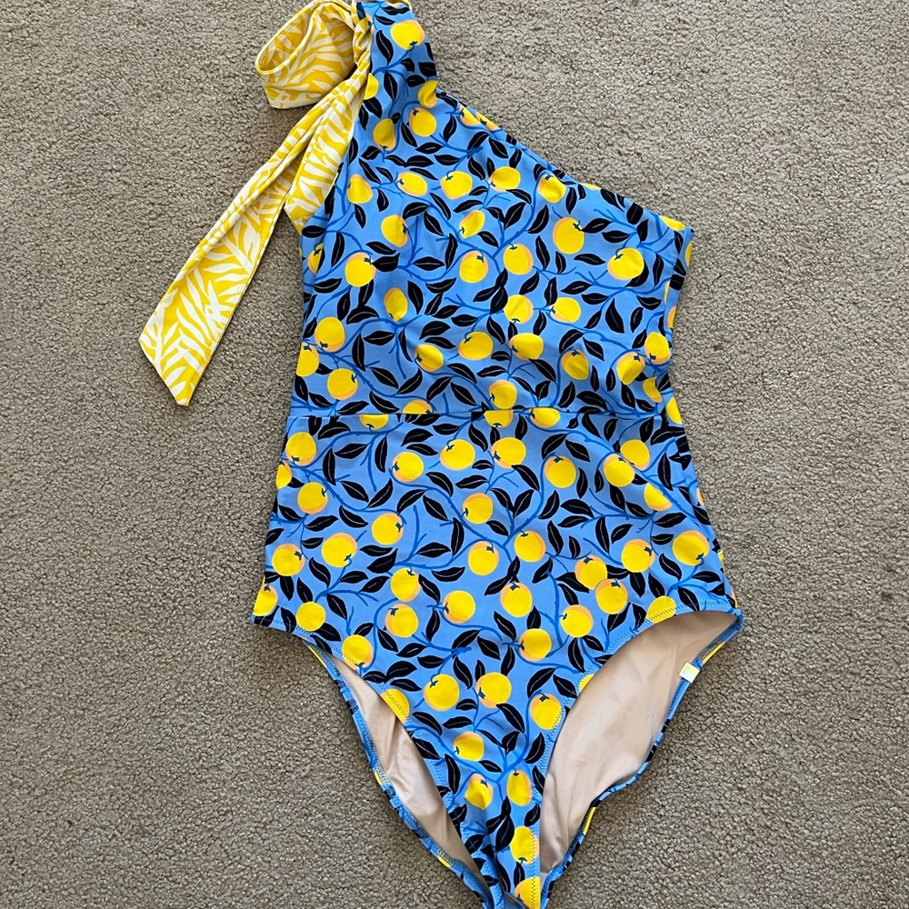 Summersalt  Bow Shoulder sidestroke Lemon Print Swimsuit